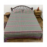 Handwoven Cotton Striped Double Bedsheet with Pillow Cover