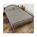Handwoven Cotton Striped Double Bedsheet with Pillow Cover