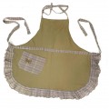 Khaki handwoven cotton apron with frills