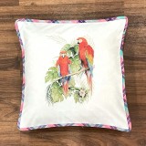 White macaw motif handwoven cotton sublimation printed cushion cover