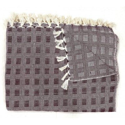 Brown Multi Treadle Weave Handwoven Cotton Blanket