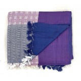 Pink & Blue Multi Treadle Weave Handwoven Cotton Blanket