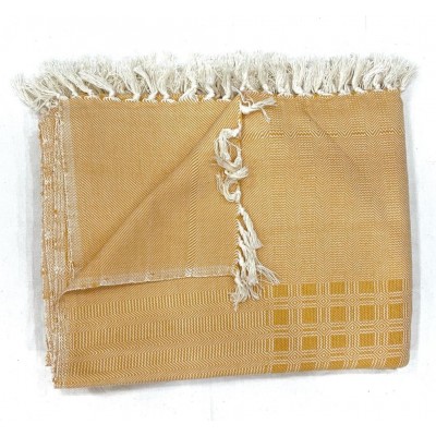 Mustard Multi Treadle Weave Handwoven Cotton Blanket