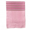 Pink & Brown Striped Handwoven Cotton Tablecloth