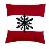 Stencil Printed White and Red Cushion Cover