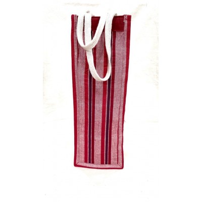 Red Striped Handwoven Bottle Bag