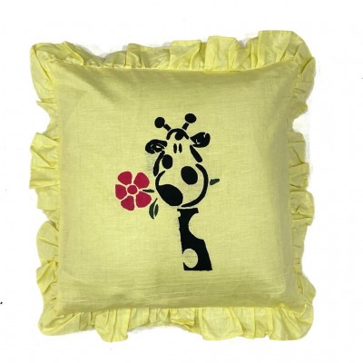 Stencil Printed Yellow Cushion Cover