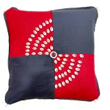 Handwoven Kaudi and Mirror Hand-embroidered Cushion Cover
