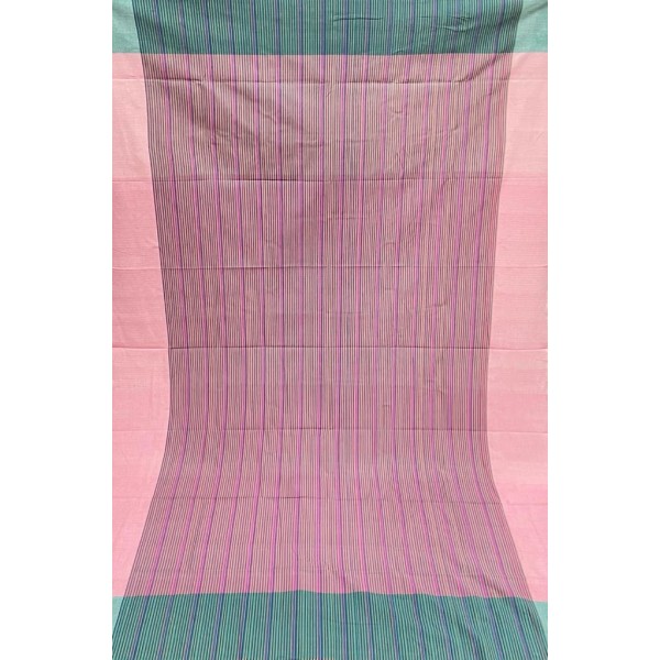 Pink & Mint Striped Handwoven Cotton Tablecloth