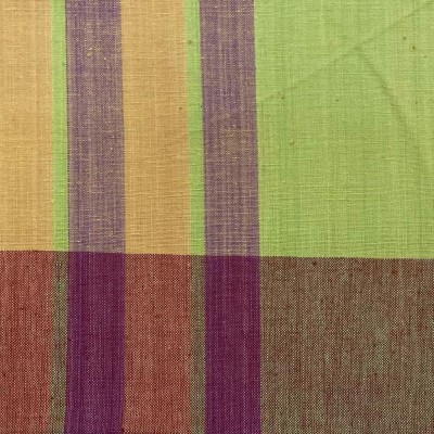Brown with Orange & Purple Striped Handwoven Cotton Tablecloth