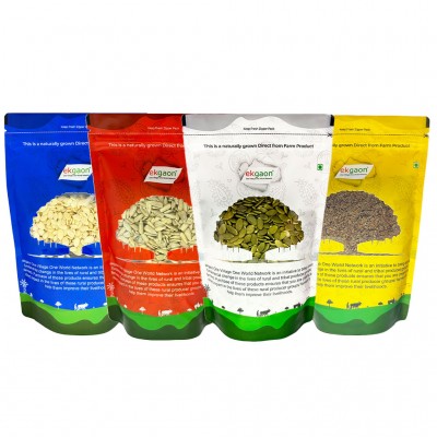 Healthy Seeds Combo ( Roasted Flax seeds 100g, Sunflower Seeds 100g,Pumpkin Seeds 100gm, Watermelon Seeds 100gm)