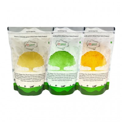 Ekgaon Organic Holi Colours - Yellow, Green, Orange(pack Of Three)each pack 100g